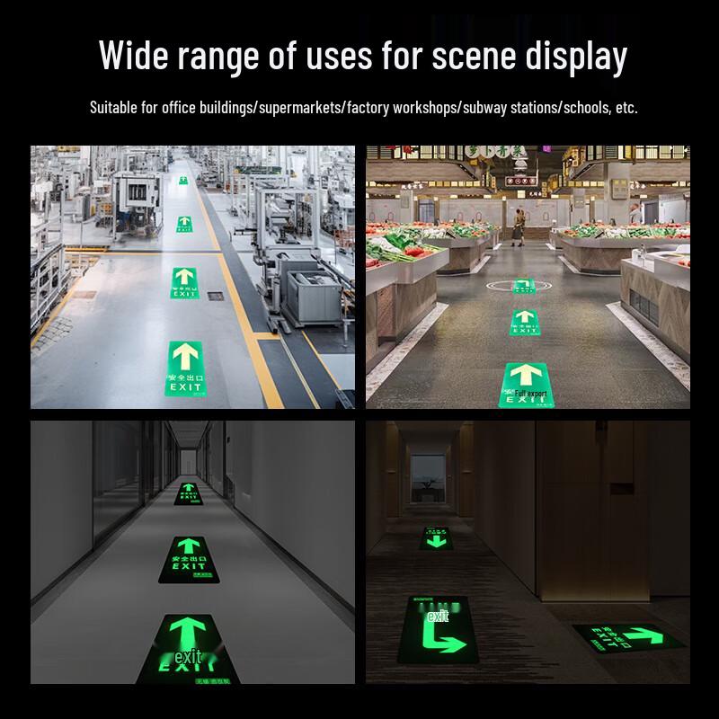 Longchan Luminous Safety Exit Evacuation Arrow Floor Sticker