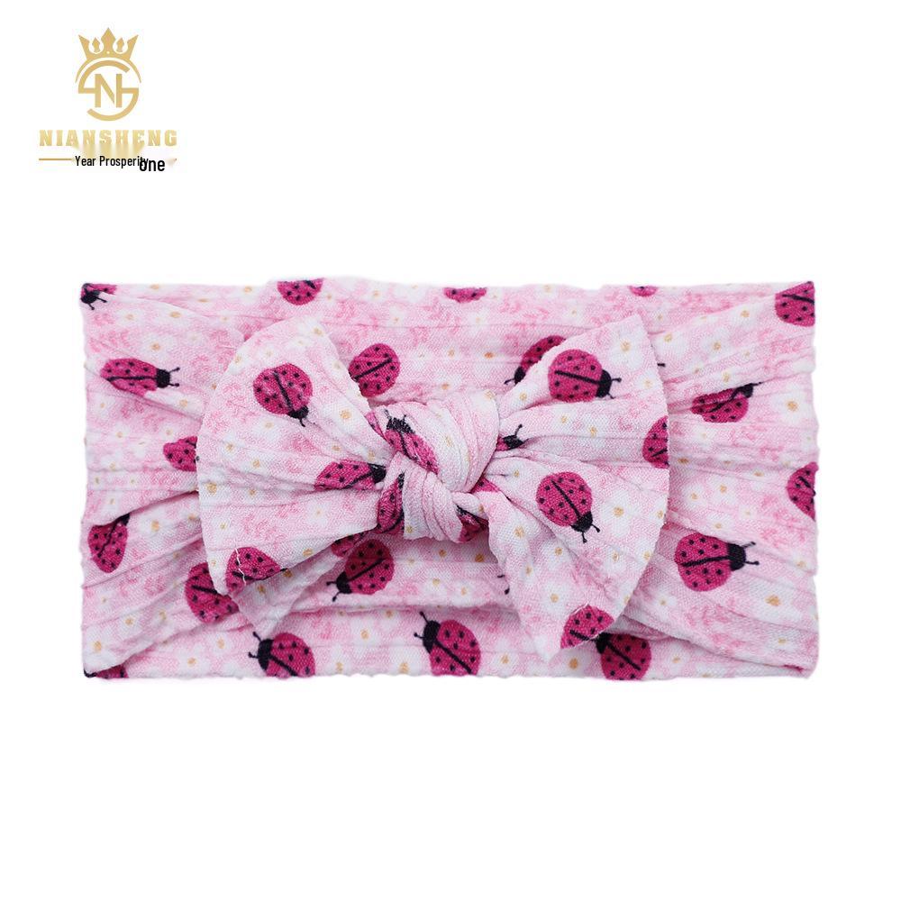 Frühlings-Jacquard Doppelreihiges Nylon-Stirnband mit bedruckter Schleife für Babys