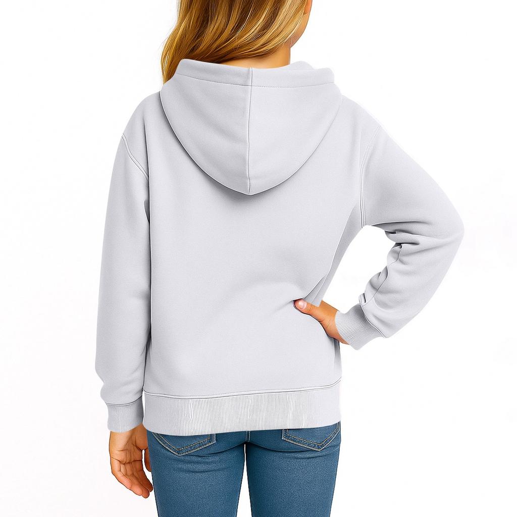 Children's Fashion Solid Color Long Sleeved Hooded Pullover With Pockets Casual Adult Sweatshirt Top