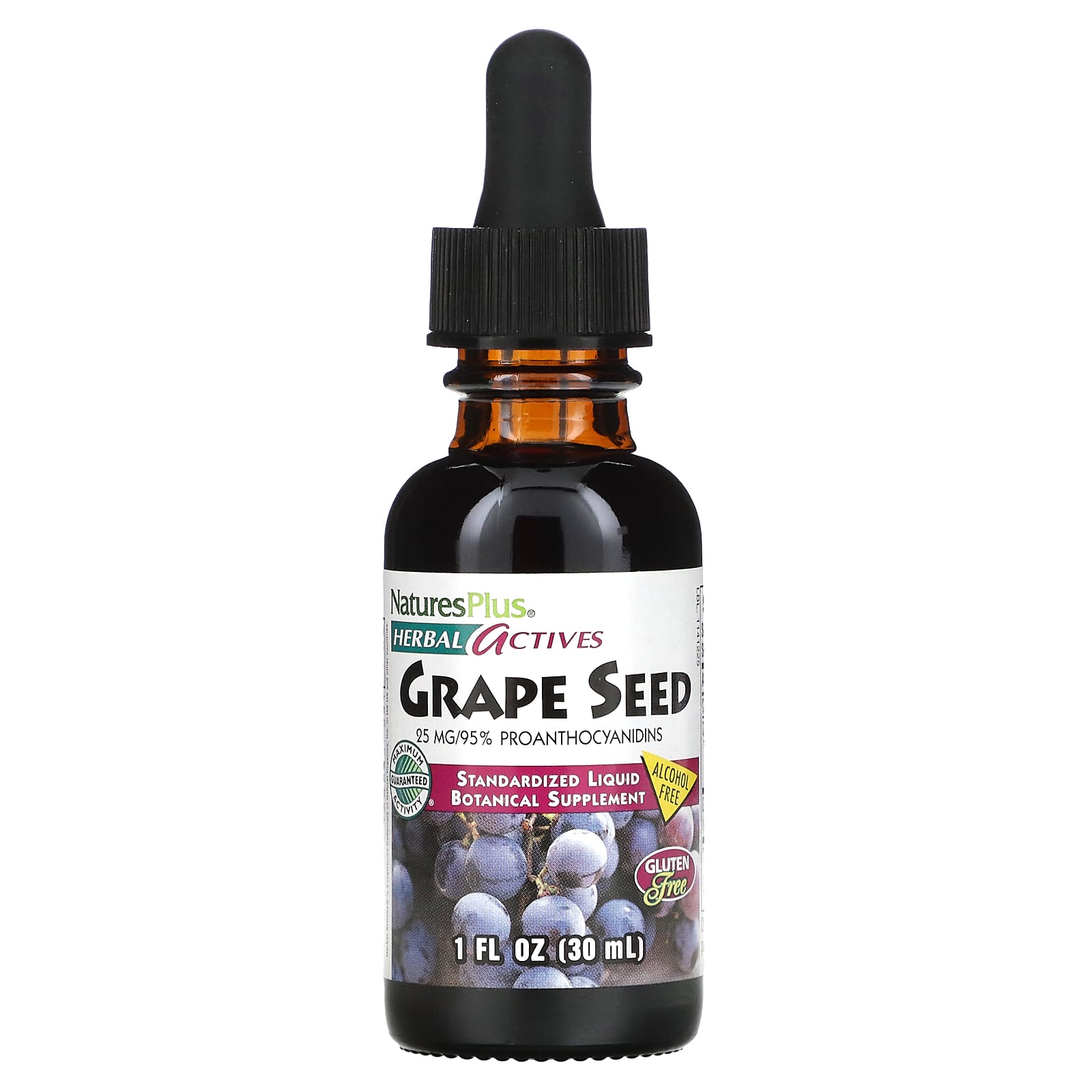 

Herbal Actives, Grape Seed, Alcohol Free, 25 Mg, 1 Fl Oz (30 Ml)