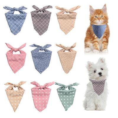 Welpen Haustierbedarf Lätzchen Karomuster Punkte Halstuch Hundeschal Haustierhalsbänder Haustierbandanas Katzenhalstuch
