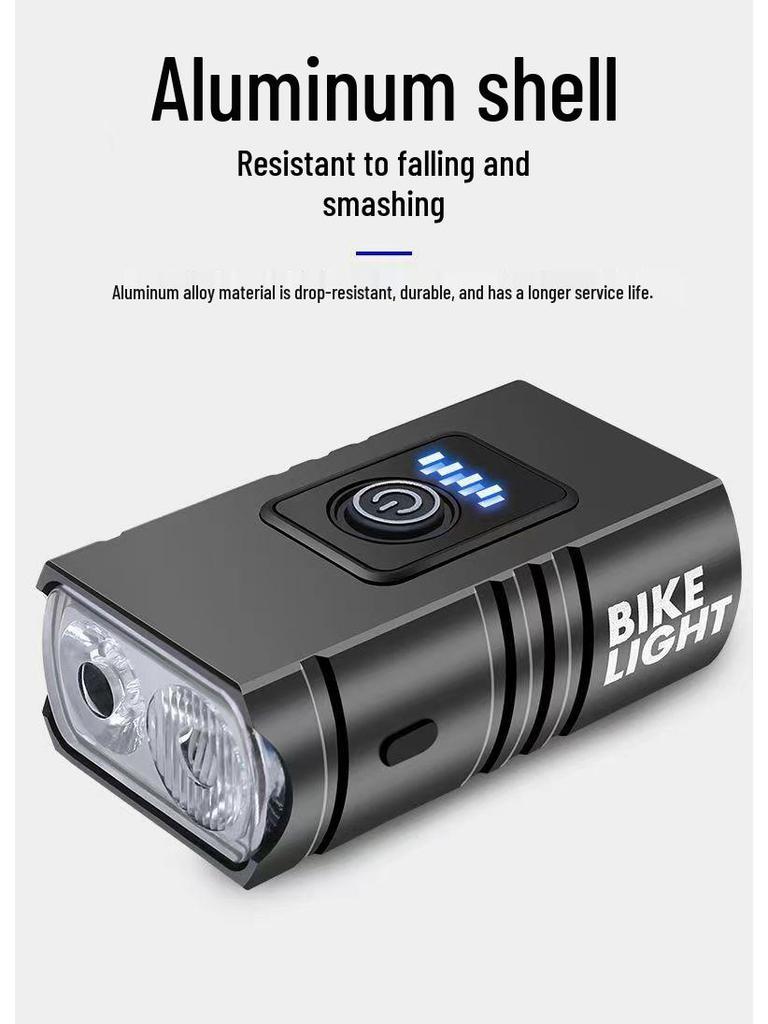 2*T6 USB Wiederaufladbares Aluminium Fahrradvorderlicht mit Leistungsanzeige für Nachtfahrten