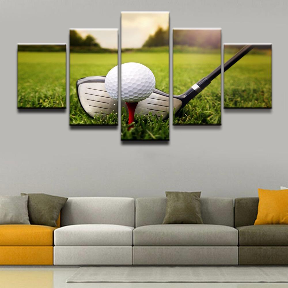 

Домашний декор, художественные картины на холсте для гостиной, современный постер, модульная 5-панельная картина для поля для гольфа, зеленая земля, фото без рамки 20x35cm*2 20x45cm*2 20x55cm*1