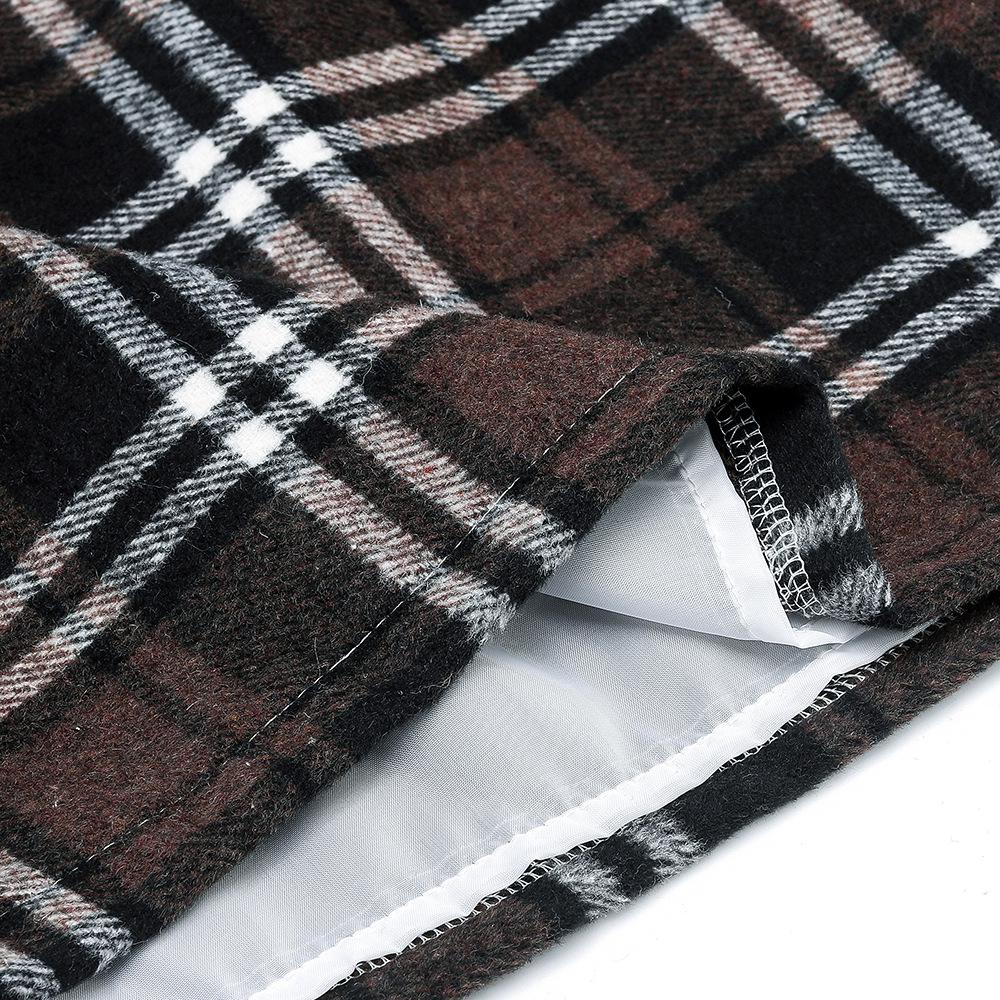 Women's High Waist Plaid Wool Pencil Mini Skirt