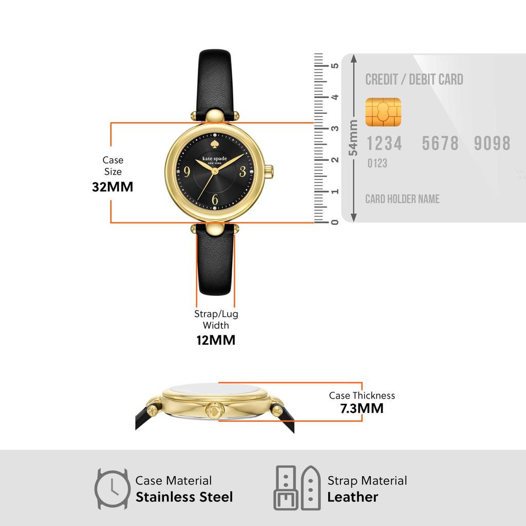 Kate Spade New York Gracie Round KSW1869 Black Women's Watch,