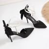 Fashion 2025 New Women Thin Heel Hollow Sandals Woman Pearl Butterfly Pointed Toe High Heels Pumps Womens Drees Shoes Wedding Shoes
