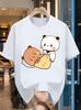 Men Bubu Dudu Panda Bear Cute Kawaii Graphic Tshirt Cotton Short Sleeve Tee