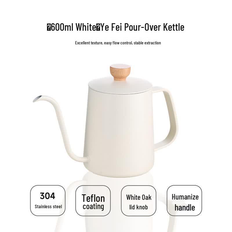 Nordic Style Ceramic Pour-Over Coffee Kettle with Walnut Handle