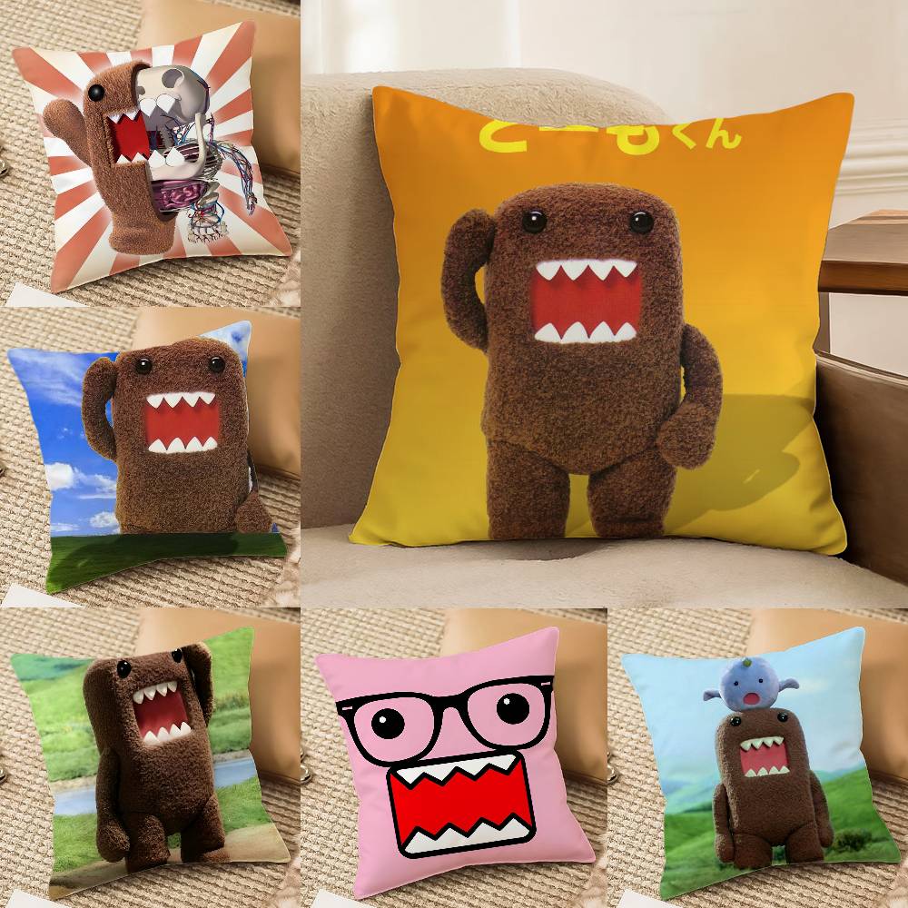 Popular Cartoon Characters Domo-kun-Fun Pillow Case Comfort Sofa Bed Silky Elegant Invisible Zipper Decorative Cushion Cover