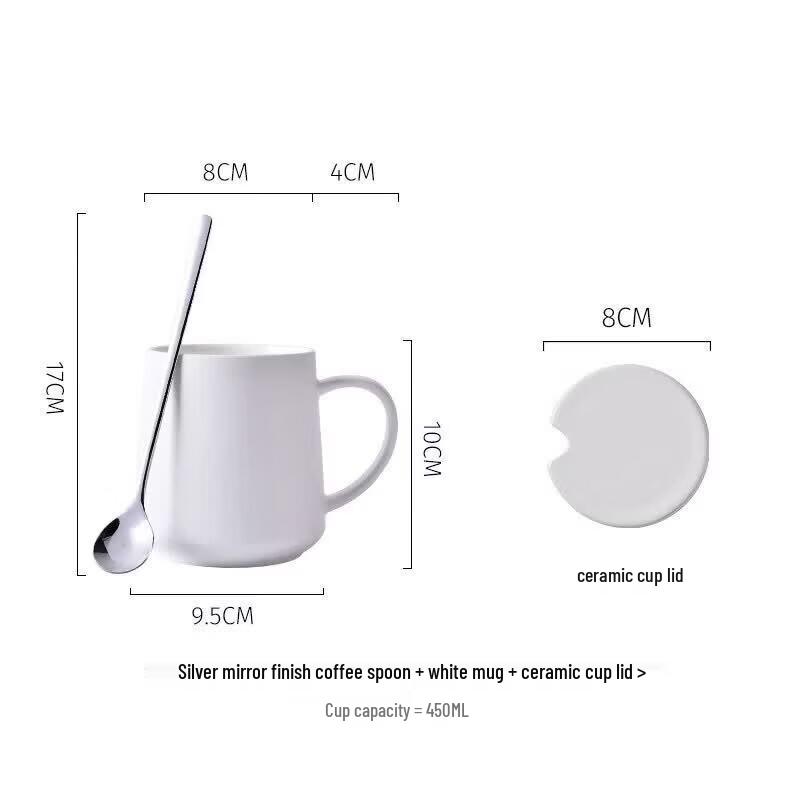 Ceramic Coffee Mug with Lid and Spoon