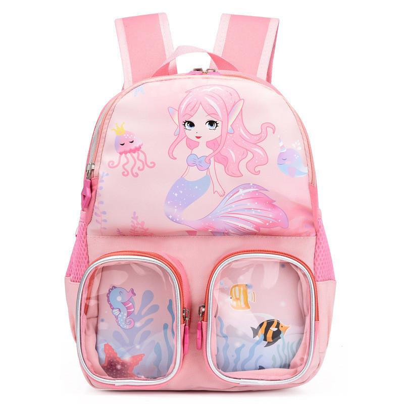 Adorable Oxford Kids Backpack Air-breathable Lightweight Dinosaurdouble-shoulder Bag Wholesale Green