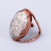 Oval Fossil Coral Stone Copper Eternity Promise Boho Electroformed Ring Jewelry V-59