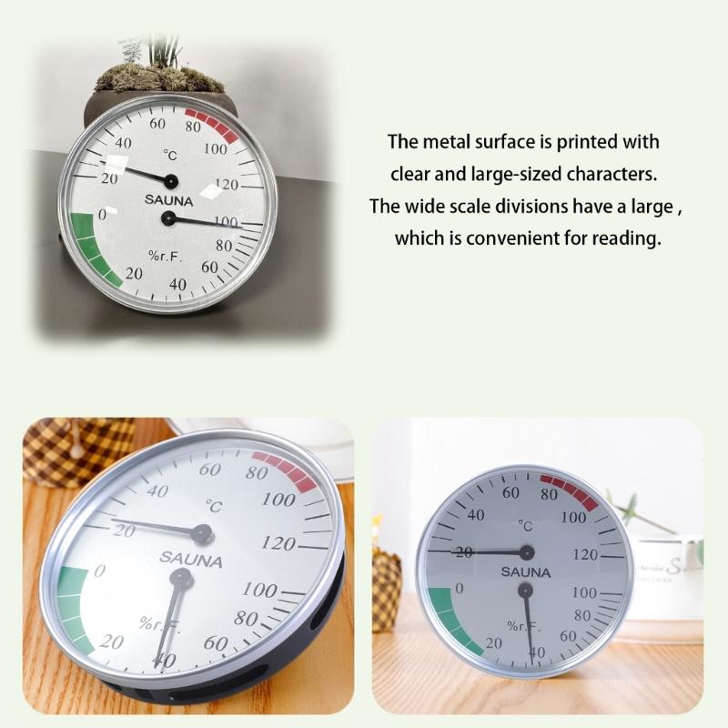 Wall Mounted Temperature Humidity Measurement Meter Clear Scale Steam Room Thermometers Hygrometer Gauge for Sauna Room