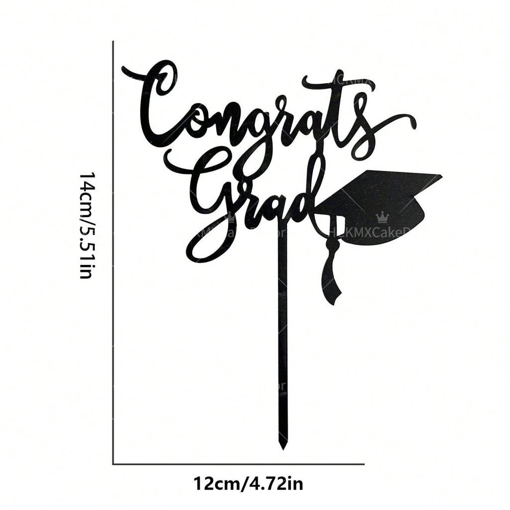 3pcs Gold Black Acrylic Graduation Cake Decorations for Congratulations Graduation Party Cake Topper Decorations Plugin