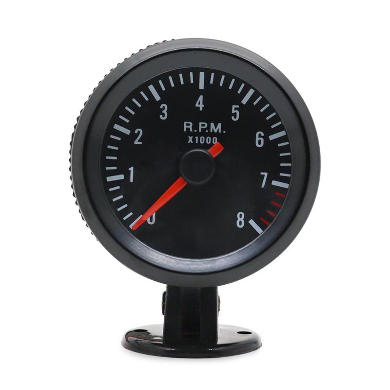 2" 52Mm Car Meter Tachometer Rpm Gauge 0-8000Rpm Analog Black Case With White Led For 1-8 Cylinders Gasoline Car