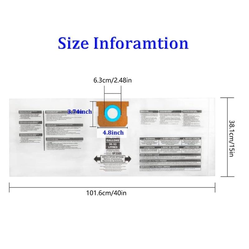 Dry Vacuum Cleaner Replacement Bags 10-14 Gallon Capacity Paper Dust Bags Disposable Collection Filter Bags Enduring
