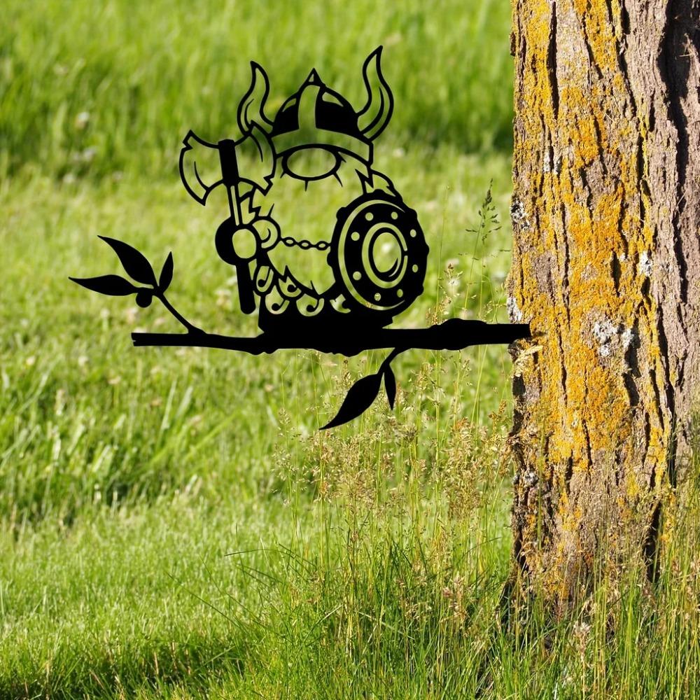 1pc Metal Viking Gnome Yard Decoration – Unique Metal Art for Garden, Tree, Backyard, and Outdoor Spaces. Perfect Garden Gift