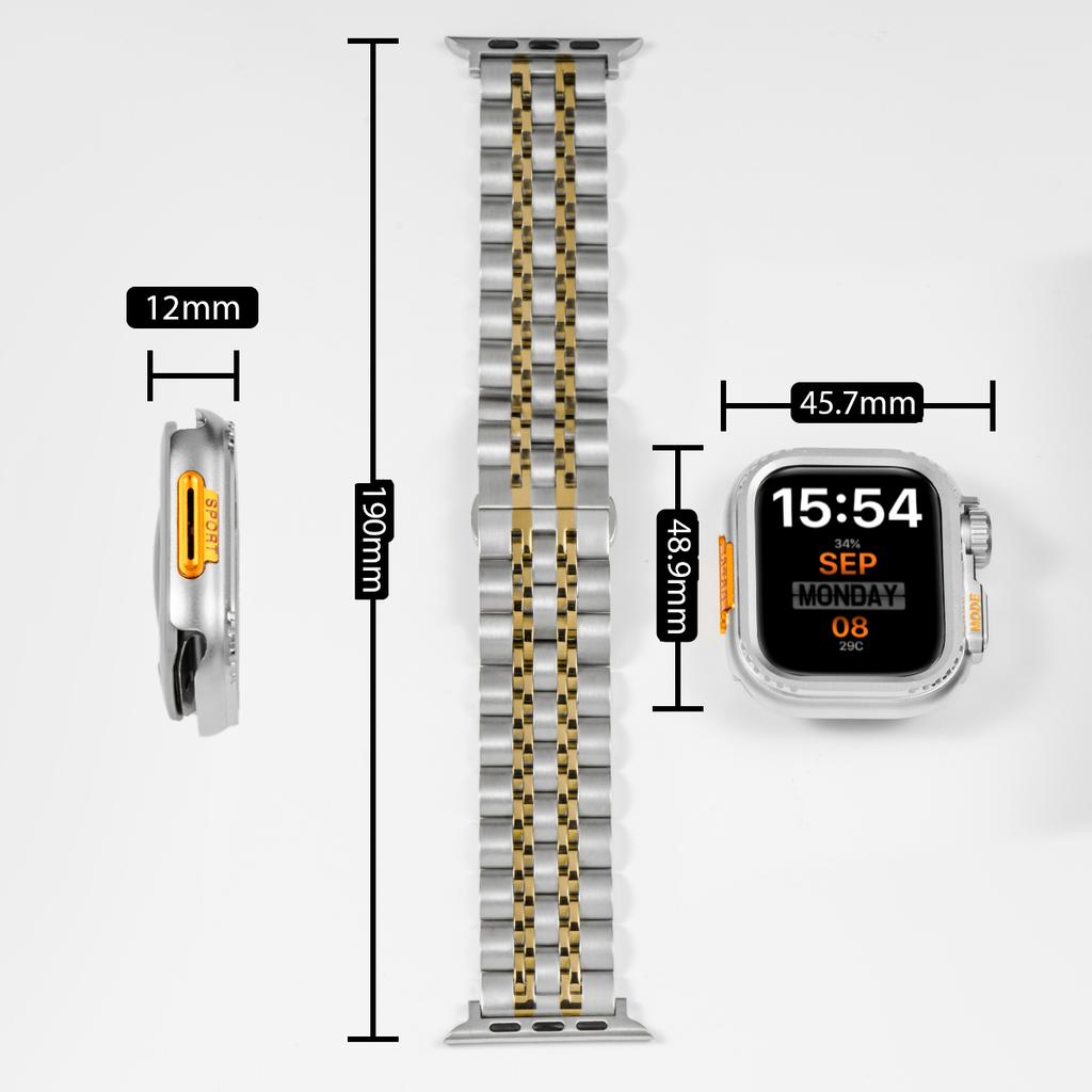 Stainless Steel Strap+Case For Apple Watch Ultra3 2 49mm 46 45mm 44 42mm Watch Luxury Bracelet For iWatch Series 11 10 9 8 7 6