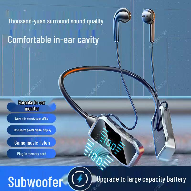 Noise-Cancelling Neckband Bluetooth Earphones with Large Battery & LED Display