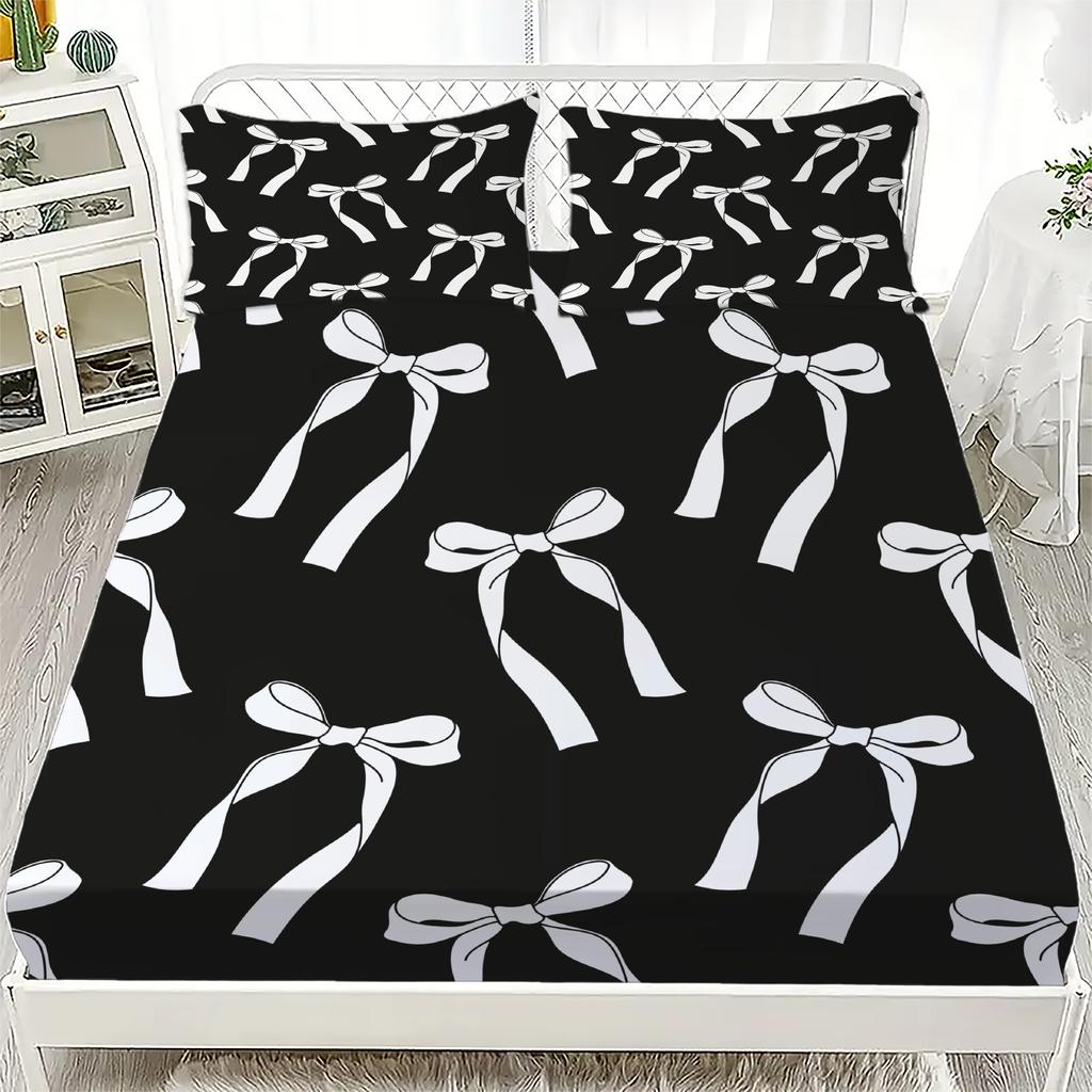 2/3pcs Bowknot Personalized Fitted Sheet Set Bowknot Personalized Bedding Set Comfortable Skin Friendly Cute Style 180x220cm