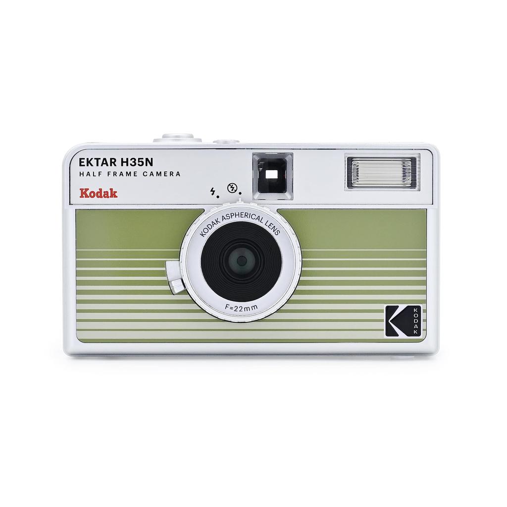 KODAK EKTAR H35N Half-Frame Film Camera, 35mm, Reusable, Focus-Free, Bulb Function, Built-in Star Filter, Coated Improved Lens (Single, Striped Green)