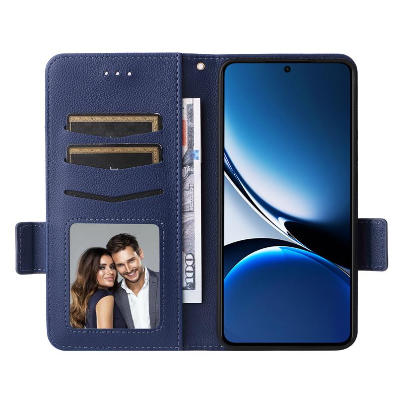 Für Poco X7 Pro 5G Seitliche Schnalle Litschi-Muster Brieftasche Lederhülle für Poco X7 Pro 5G Geldbörse Magnetische Handytaschen