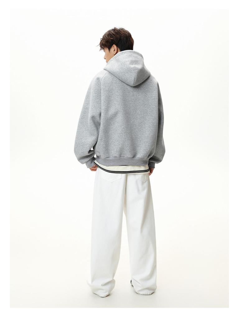 Unisex Heavyweight Half-Zip Hoodie with 3D Panel & Stand-up Collar for Autumn/Winter