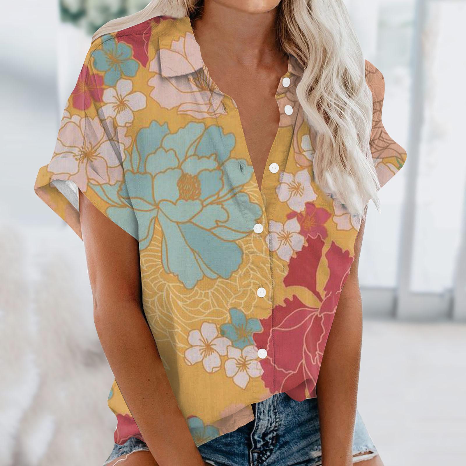 

Женские летние топы с короткими рукавами, рубашки на пуговицах с V-образным вырезом, рабочие рубашки, нарядные элегантные свободные рубашки, женские пуловеры, пляжные рубашки с короткими рукавами XXL бежевый