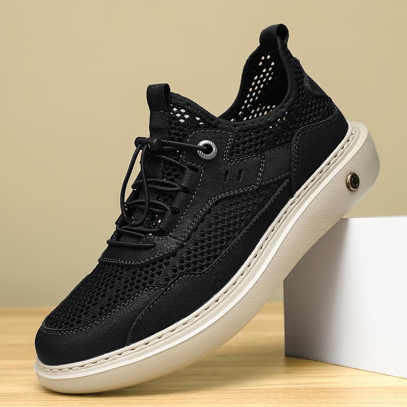 

Men s Summer Fashion Casual Slip-On Shoes Soft Leather Mesh Hollow Out Round Toe Single Shoes Lazy Man s Soft Leather Sandals 44