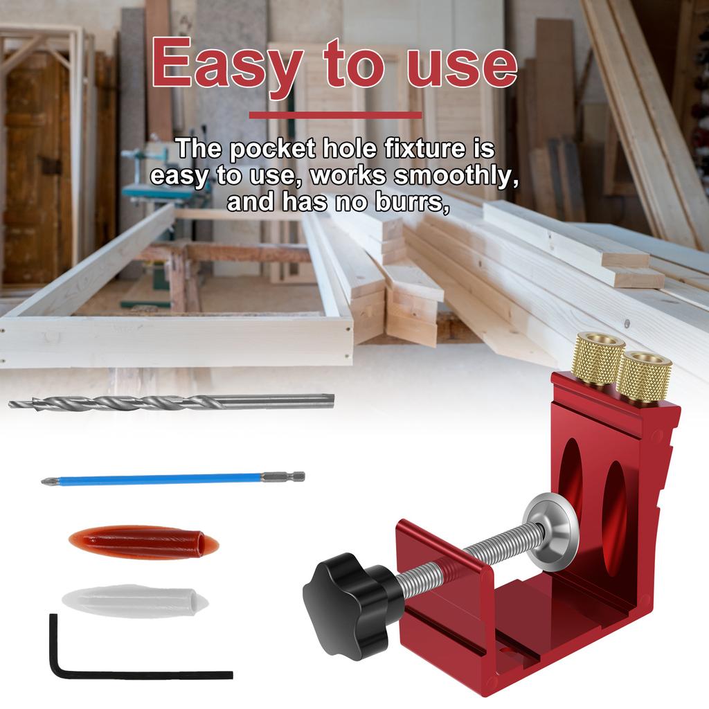 47Pcs Pocket Hole Screw Jig 15 Degrees Dowel Drill Joinery Kit Carpenters Wood Woodwork Guides Joint Angle Locator Tool