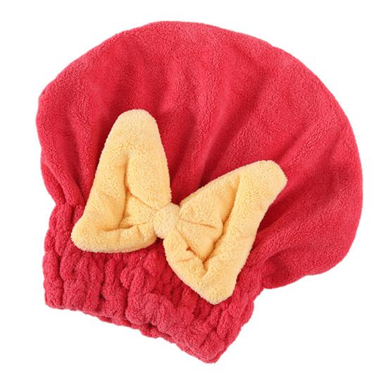 Dry Hair Cap, Bow Decor Soft Thickened Fabric Hair Towel, Ultra Absorbent Hair Wrap for Women Bathing Skin Care