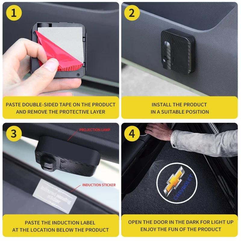 Car Door LED HD Welcome Courtesy Shadow Projector Lamp Car Logo Light For Chevrolet Silverado Impala Malibu Equinox Cruze Camaro