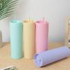 Double Layer Plastic Straight Cup Frosted AS Straw Cup Rubber Paint Travel Cup