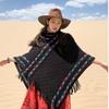 Rhombic Knitted Cape Printing Tassel Scarves Simple Imitation Cashmere Shawl  Student