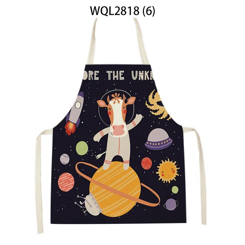Cute Dog Cat Sheep Cattle Bear Animal Print Kitchen Aprons Women Men Linen Sleeveless Antifouling Apron Cooking Baking Waist Bib