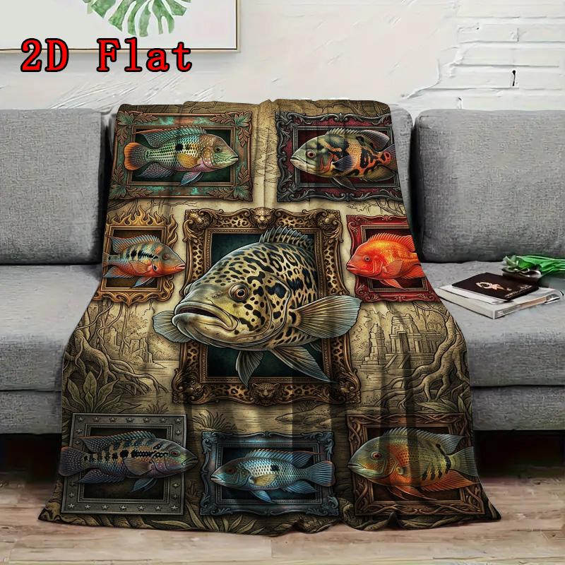 Tropical Fish Collection 2D Flat Pattern Flannel Blanket, High quality All Seasons, Home Decor, Warmth and Comfort, Perfect for Christmas Gifts.