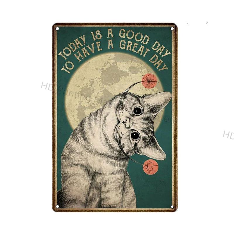 Black Cat Vintage Metal Sign Metal Retro Tin Plaque Poster For Bedroom Living Room Pet Shop Wall Decor Pin Up Funny Cat Plate