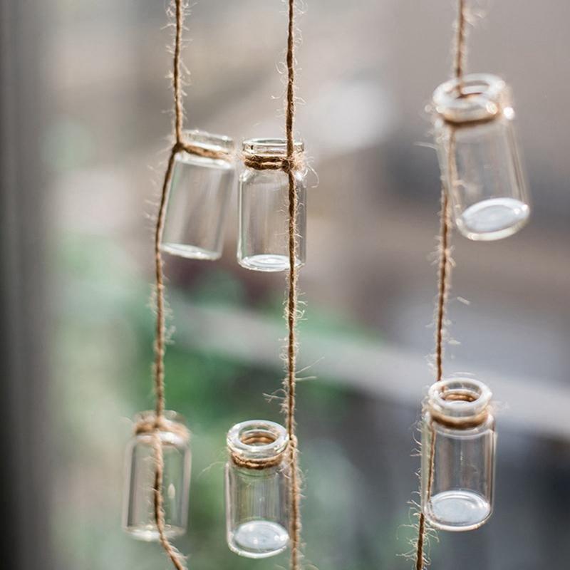 Wind Chimes Style Decor Glass Vase Strings Hanging Vase With Bottle Jelly Glass Bottle String Decoration Pendant