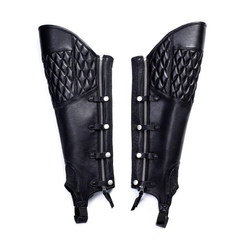 Motorcycle cowhide knee pads windproof and warm knee pads autumn and winter cold leather riding L