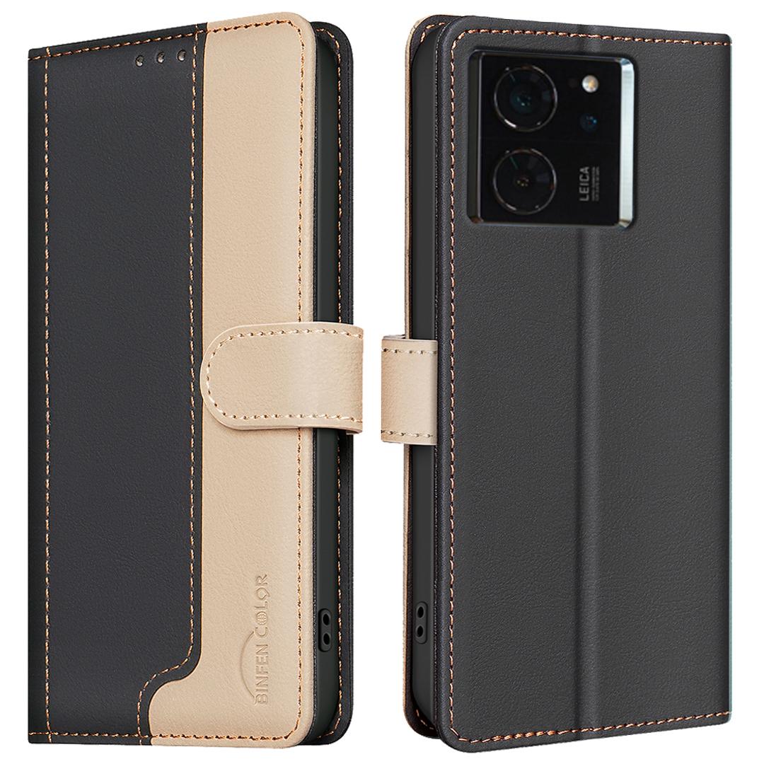 

BINFEN COLOR BF33 для Xiaomi 14T Pro Шкіряний чохол Зшитий колір Блокування RFID A