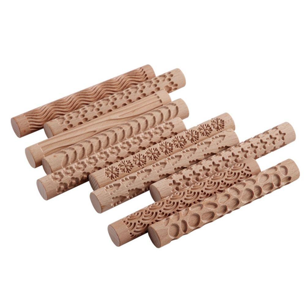 

Творческий деревянный прижимной валик с 3D-узором и текстурой для глиняных художественных принадлежностей Style 8