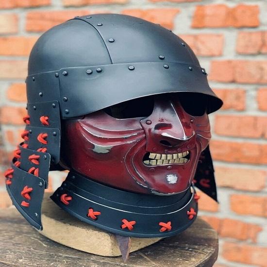 18GA SCA Lerp middelaldersk Samurai-hjelm Ridderhjelm med skinnfôr