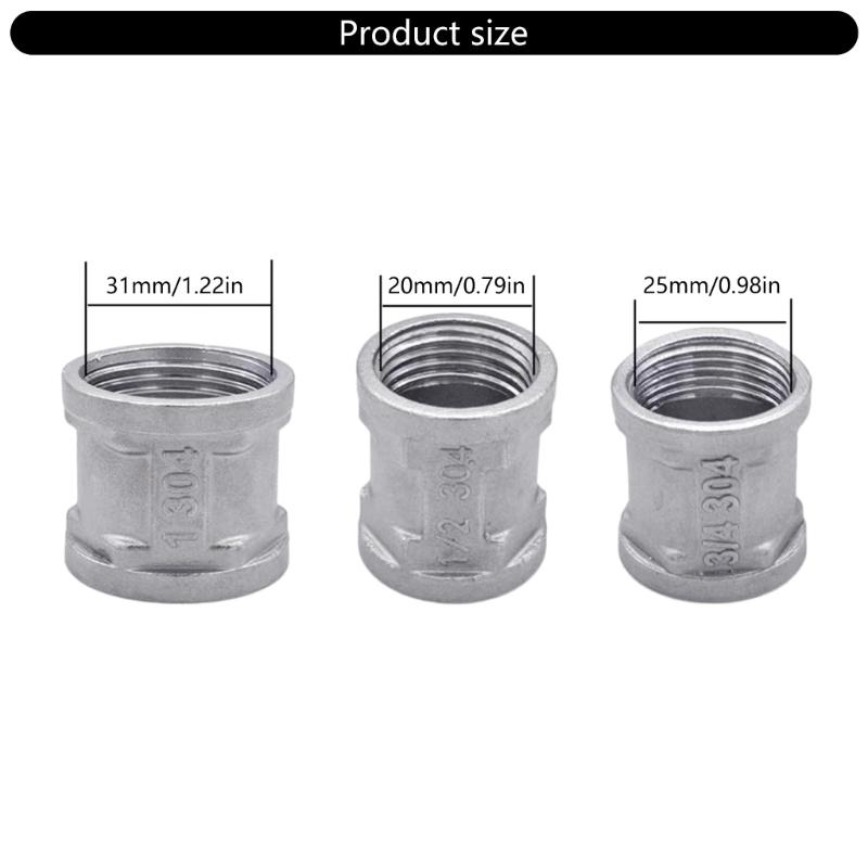 Stainless Steel Connector Adapter Coupler Female Threaded Pipe Adapter Double Sleeve Connection Nipple Easy to Install