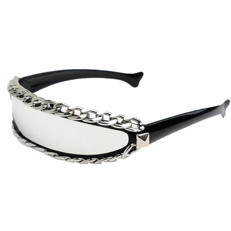 

Fashion Costume Sunglasses With Wide Temples and Chain Decoration Eyewear for European Fit Punk Style Party Ready 1