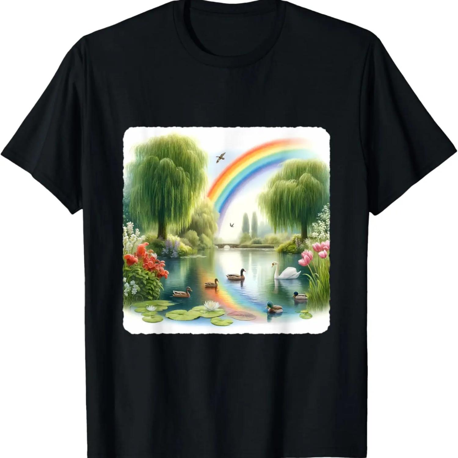 

Rainbow Above Pond With Ducks, Swans, Lilies, Willows XXXXXL чорний