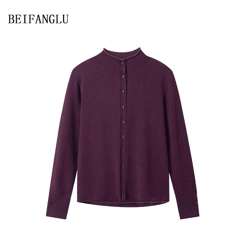 Northern Deer Women's High Neck Lamb Wool Knitwear - Light Luxury, Solid Color, French Simple Style