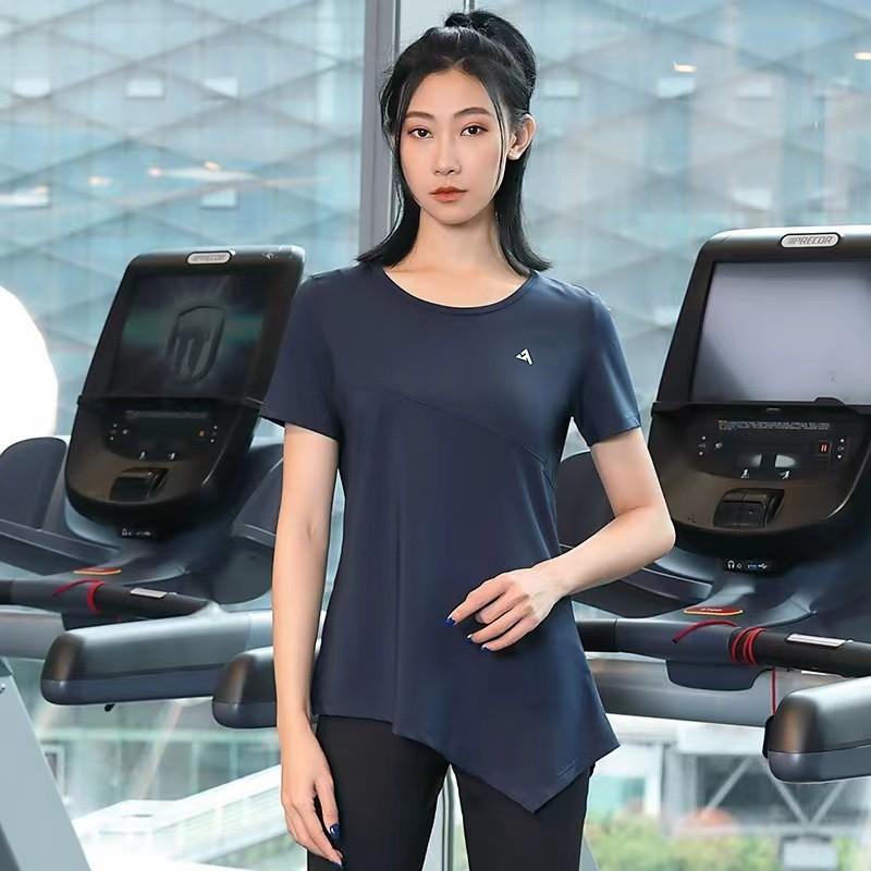 Camiseta de Yoga Suelta para Mujer Talla Grande Fitness Running Secado Rápido Top Con Cobertura de Cadera