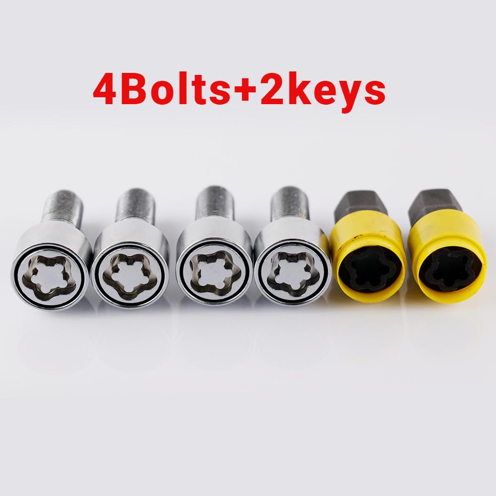 4+2 M14X1.25 Tyverisikring Stålfelglås Låsebolter 28mm Skaft Passer BMW X3 X5 X6 5 7 Serie Mini R50 R52 R53