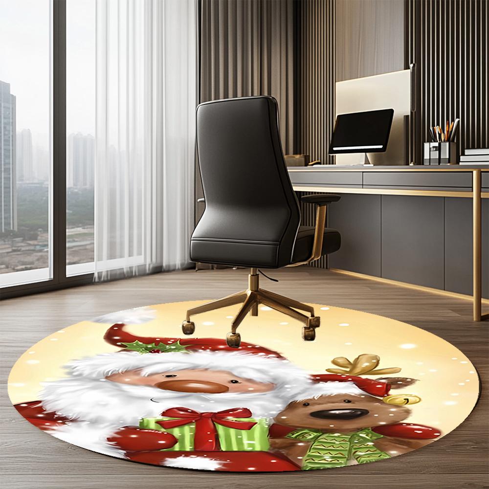 Christmas Santa Claus Printed Round Rug Carpet Chair Rug Area Rug Entryway Doormats,for Office Chair Living Room Bedroom Kitchen Room.