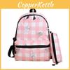 Large Capacity Childrens Checkered Backpack With Bear Print Design For Use Daily